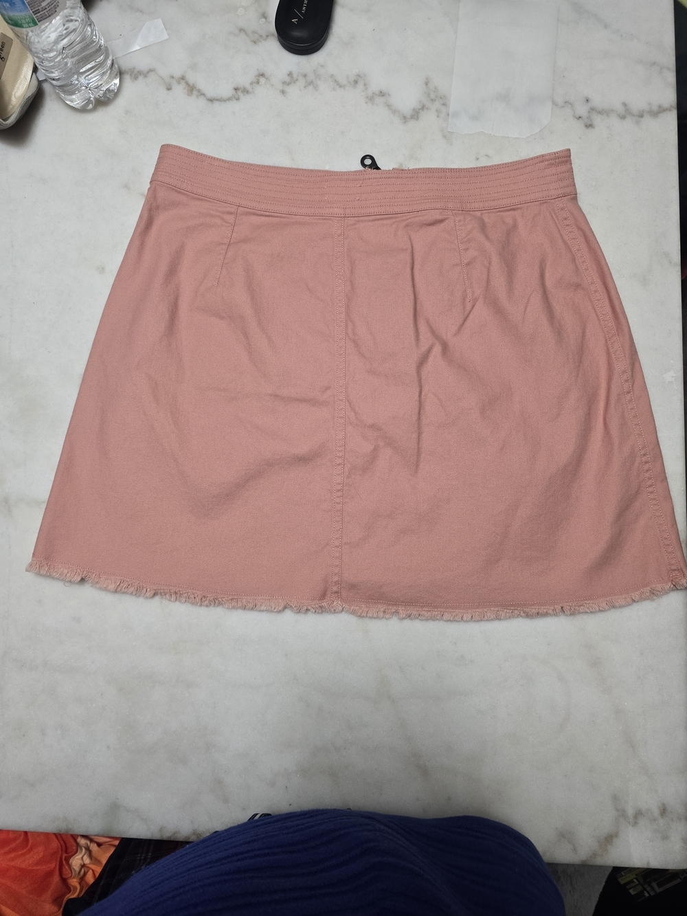 Madewell Coral Pink Zip-Front Mini Skirt - Picture 4 of 5